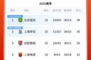 中超半程积分榜：国安申花蓉城海港第一梯队 海牛亚泰同积8分倒二